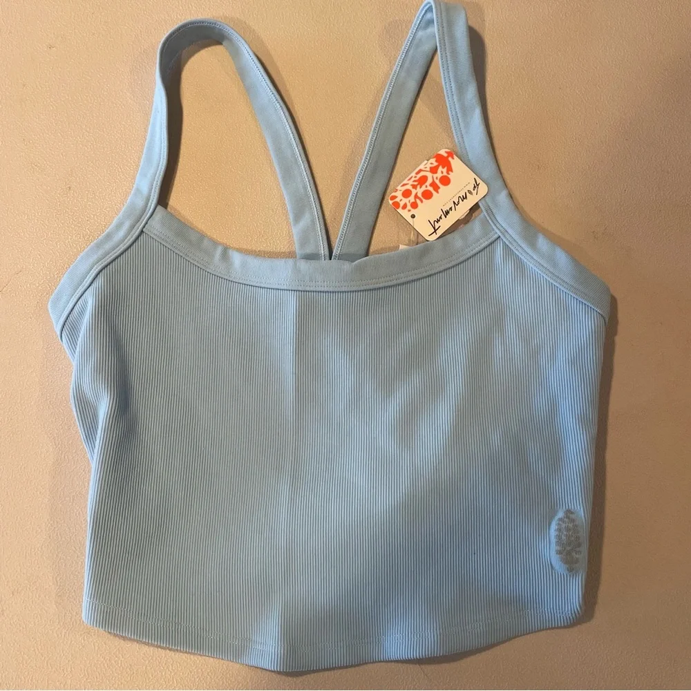Free People Light Blue Ribbed Tank Top